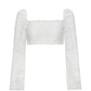 Montce Margarita Floral Lace Long Sleeve Crop Top